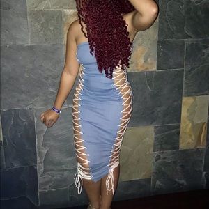 Side Out Blue Jean Dress - Size M